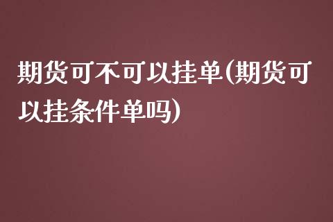 期货可不可以挂单(期货可以挂条件单吗)_https://www.boyangwujin.com_纳指期货_第1张