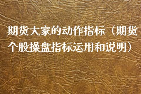 期货大家的动作指标（期货个股操盘指标运用和说明）_https://www.boyangwujin.com_期货直播间_第1张