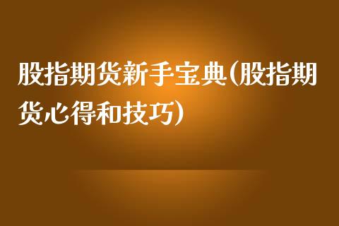 股指期货新手宝典(股指期货心得和技巧)