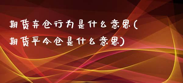 期货弃仓行为是什么意思(期货平今仓是什么意思)