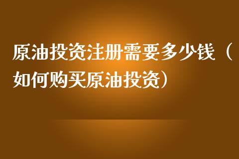 原油投资注册需要多少钱（如何购买原油投资）