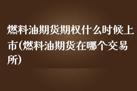 燃料油期货期权什么时候上市(燃料油期货在哪个交易所)