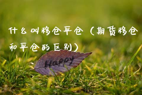 什么叫移仓平仓（期货移仓和平仓的区别）