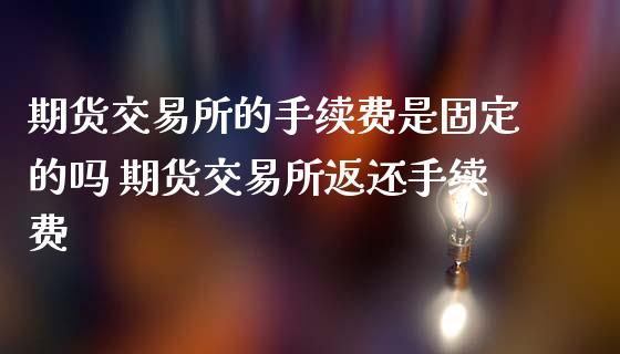 期货交易所的手续费是固定的吗 期货交易所返还手续费