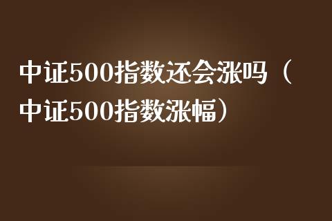 中证500指数还会涨吗（中证500指数涨幅）