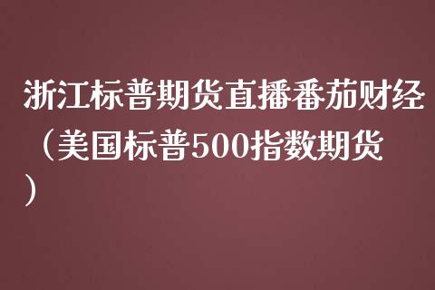 浙江标普期货直播番茄财经（美国标普500指数期货）_https://www.boyangwujin.com_期货直播间_第1张