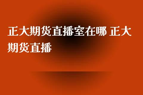 正大期货直播室在哪 正大期货直播