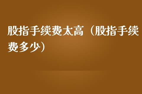 股指手续费太高（股指手续费多少）_https://www.boyangwujin.com_黄金期货_第1张