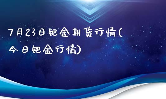 7月23日钯金期货行情(今日钯金行情)