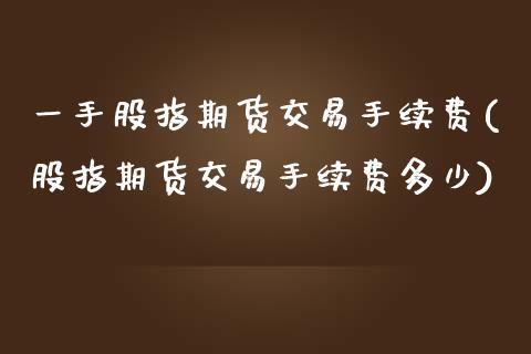 一手股指期货交易手续费(股指期货交易手续费多少)_https://www.boyangwujin.com_内盘期货_第1张