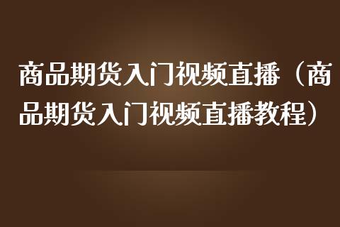 商品期货入门视频直播（商品期货入门视频直播教程）_https://www.boyangwujin.com_期货直播间_第1张