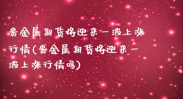 贵金属期货将迎来一波上涨行情(贵金属期货将迎来一波上涨行情吗)_https://www.boyangwujin.com_原油期货_第1张