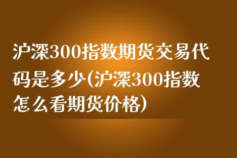 沪深300指数期货交易代码是多少(沪深300指数怎么看期货价格)