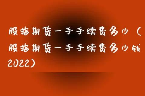 股指期货一手手续费多少（股指期货一手手续费多少钱2022）