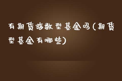 有期货指数型基金吗(期货型基金有哪些)