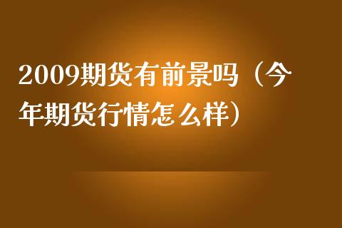 2009期货有前景吗（今年期货行情怎么样）