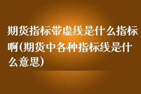 期货指标带虚线是什么指标啊(期货中各种指标线是什么意思)