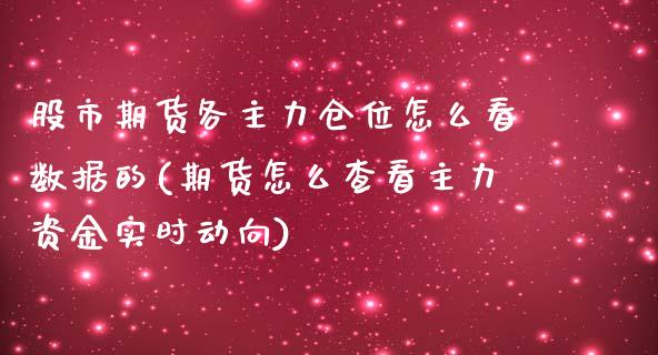 股市期货各主力仓位怎么看数据的(期货怎么查看主力资金实时动向)