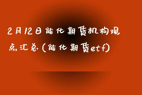 2月12日能化期货机构观点汇总(能化期货etf)