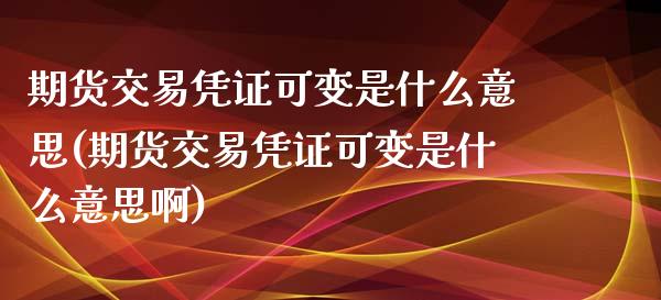 期货交易凭证可变是什么意思(期货交易凭证可变是什么意思啊)