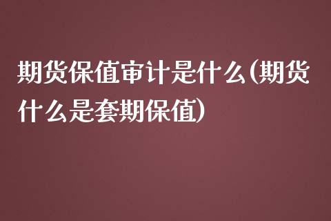 期货保值审计是什么(期货什么是套期保值)_https://www.boyangwujin.com_期货直播间_第1张