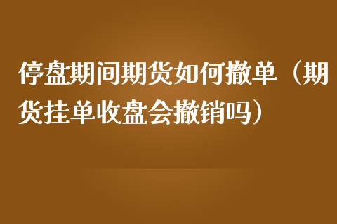 停盘期间期货如何撤单（期货挂单收盘会撤销吗）