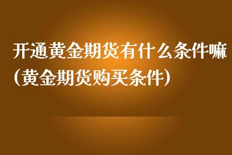 开通黄金期货有什么条件嘛(黄金期货购买条件)