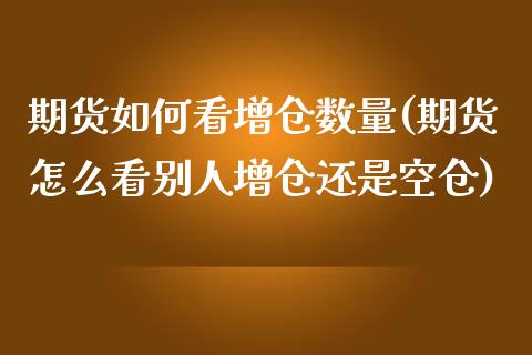 期货如何看增仓数量(期货怎么看别人增仓还是空仓)