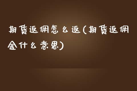 期货返佣怎么返(期货返佣金什么意思)_https://www.boyangwujin.com_原油期货_第1张