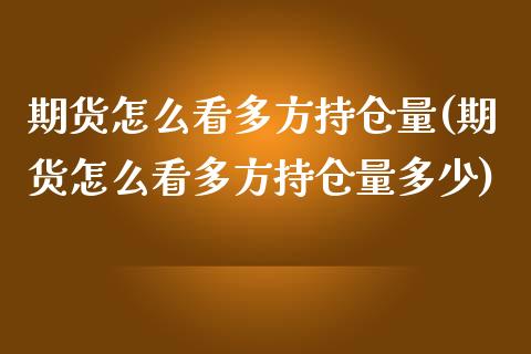 期货怎么看多方持仓量(期货怎么看多方持仓量多少)_https://www.boyangwujin.com_白银期货_第1张