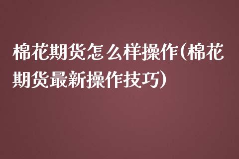 棉花期货怎么样操作(棉花期货最新操作技巧)