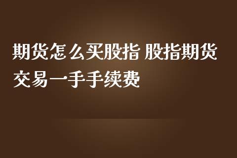 期货怎么买股指 股指期货交易一手手续费