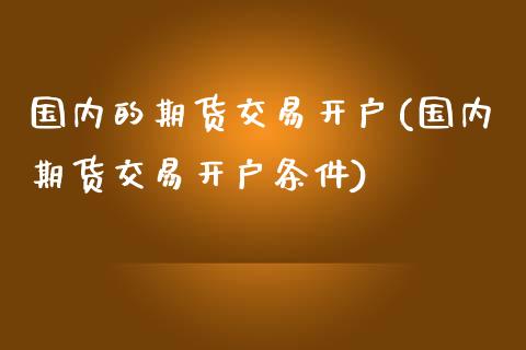 国内的期货交易开户(国内期货交易开户条件)