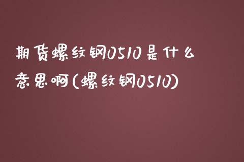 期货螺纹钢0510是什么意思啊(螺纹钢0510)_https://www.boyangwujin.com_期货直播间_第1张