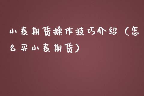 小麦期货操作技巧介绍（怎么买小麦期货）_https://www.boyangwujin.com_黄金期货_第1张