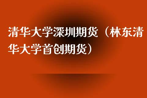 清华大学深圳期货（林东清华大学首创期货）_https://www.boyangwujin.com_期货直播间_第1张