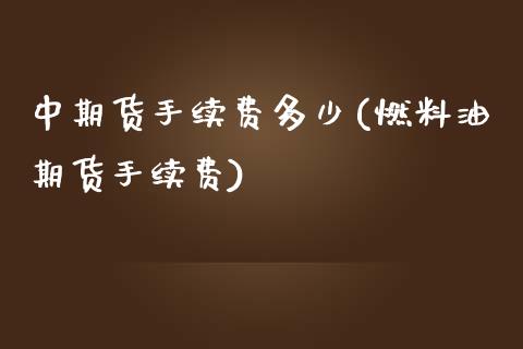 中期货手续费多少(燃料油期货手续费)