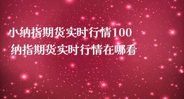 小纳指期货实时行情100 纳指期货实时行情在哪看