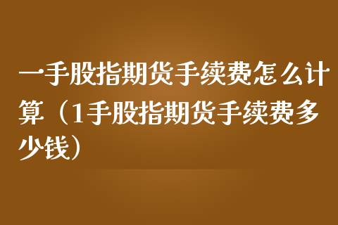 一手股指期货手续费怎么计算（1手股指期货手续费多少钱）