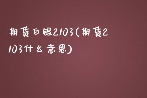 期货白银2103(期货2103什么意思)