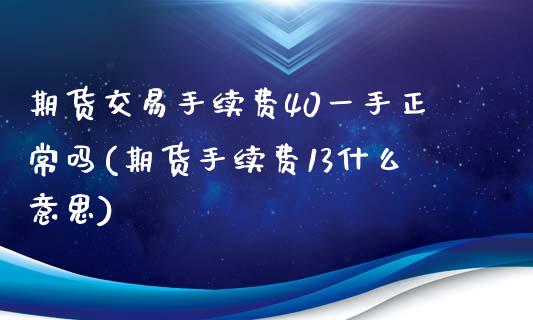 期货交易手续费40一手正常吗(期货手续费13什么意思)_https://www.boyangwujin.com_期货直播间_第1张