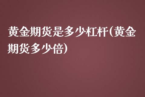 黄金期货是多少杠杆(黄金期货多少倍)