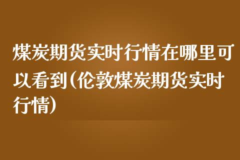 煤炭期货实时行情在哪里可以看到(伦敦煤炭期货实时行情)