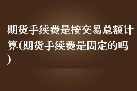 期货手续费是按交易总额计算(期货手续费是固定的吗)_https://www.boyangwujin.com_恒指直播间_第1张