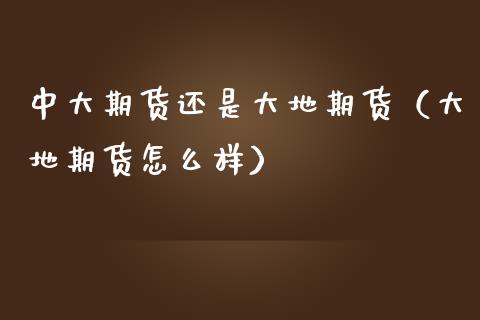 中大期货还是大地期货（大地期货怎么样）