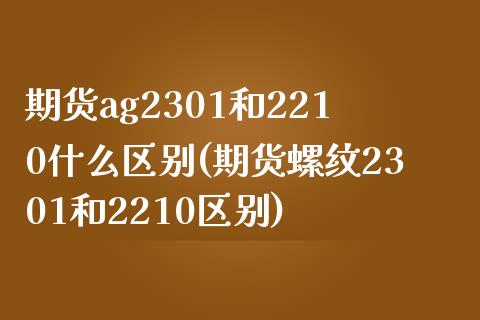 期货ag2301和2210什么区别(期货螺纹2301和2210区别)