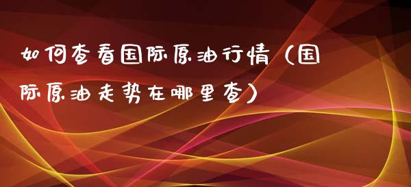 如何查看国际原油行情（国际原油走势在哪里查）