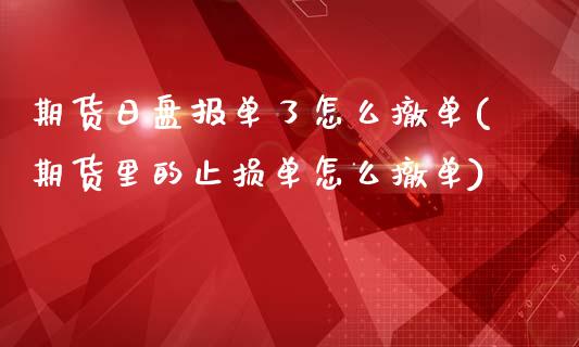 期货日盘报单了怎么撤单(期货里的止损单怎么撤单)