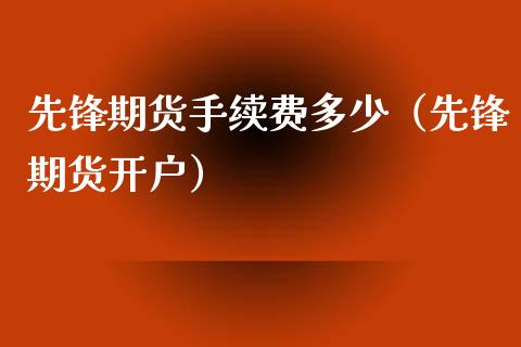 先锋期货手续费多少（先锋期货开户）