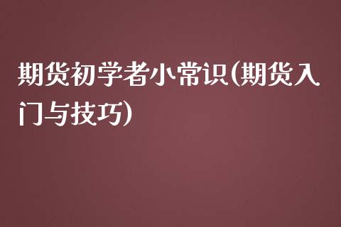 期货初学者小常识(期货入门与技巧)